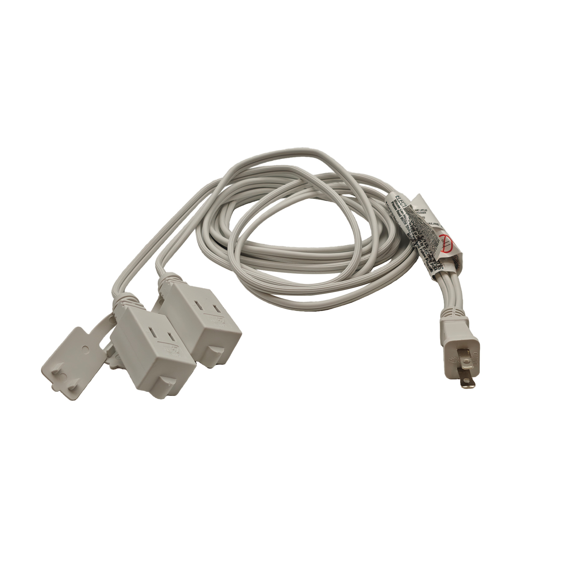 Light-Duty White Indoor Twin Extension Cord