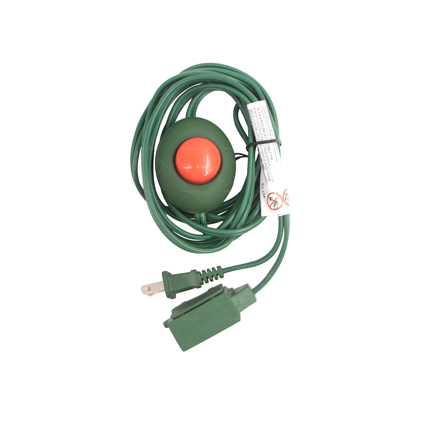 -Outlet Light-Duty Green Indoor Extension Cord with Foot Switch — 9'