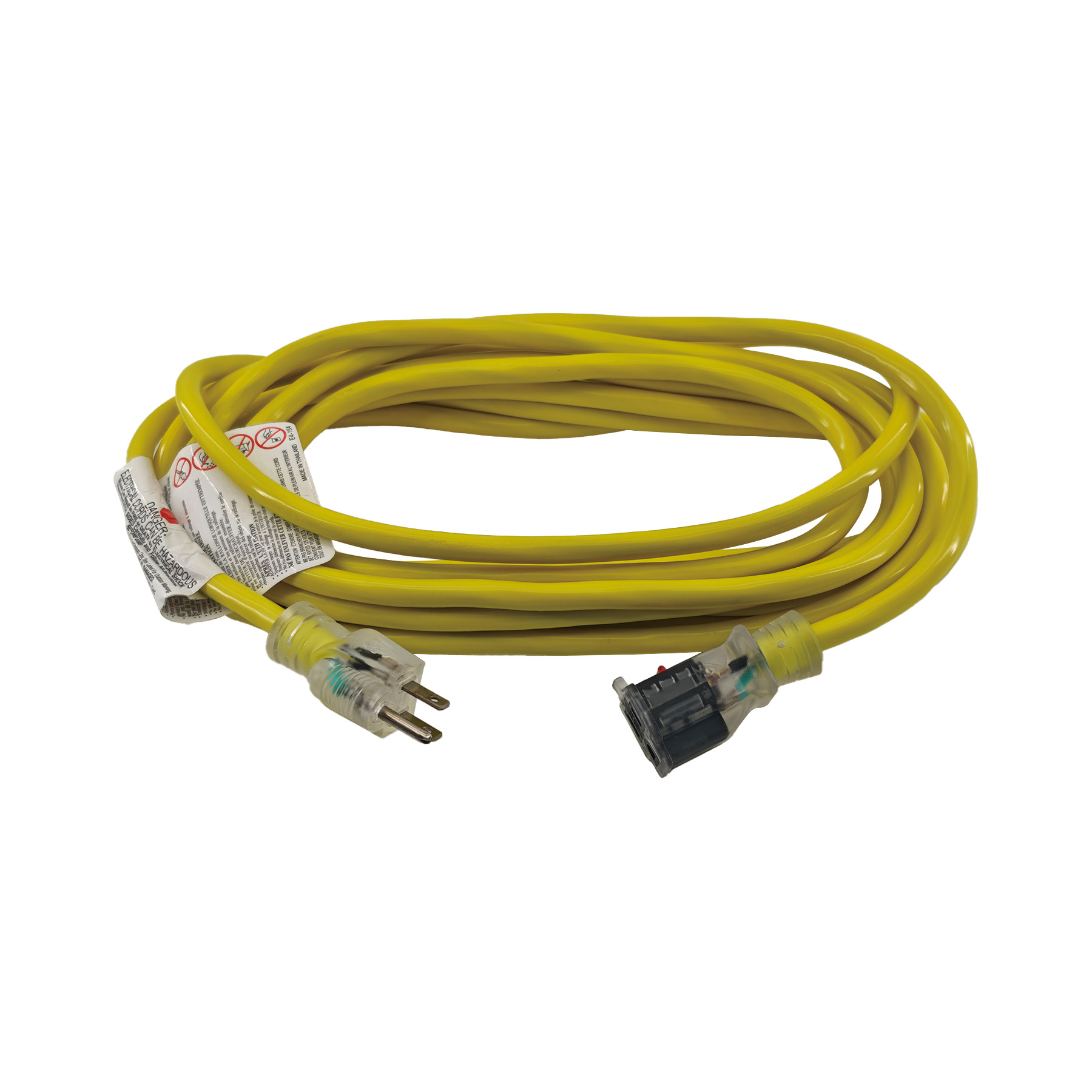 Heavy-Duty Yellow Locking Outdoor Extension Cord — 25' 12/3